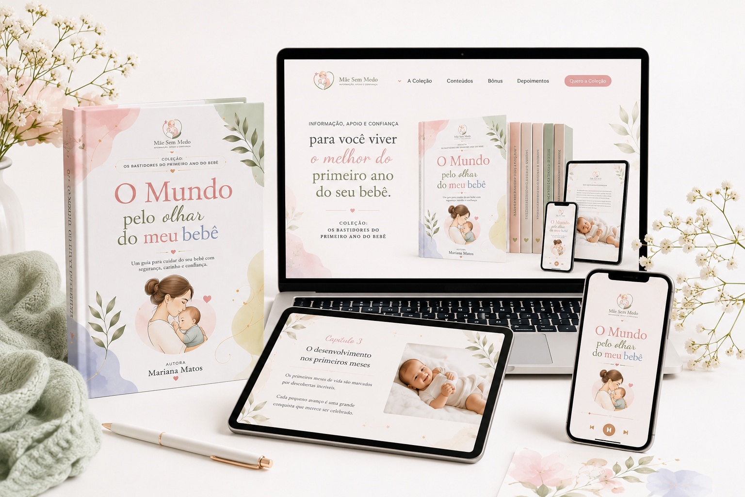 Maquileo em todos os dispositivos: laptop, livro impresso, tablet e celular